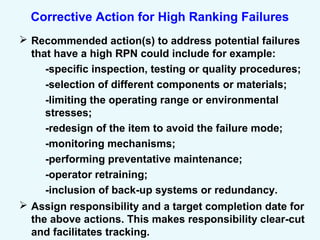 Follow Up on Corrective Actions for High RFP
Failures
 Indicate the action(s) taken for each high ranking
failure (those ...