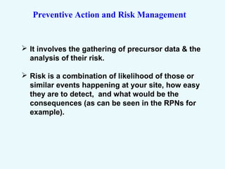 1. Gather and analyze
precursor data.
2. Determine risk tolerance.
Compare the risk you are
facing versus your risk
tolera...