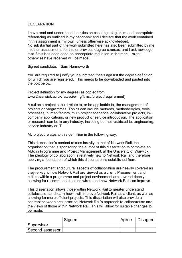 Network rail dissertation