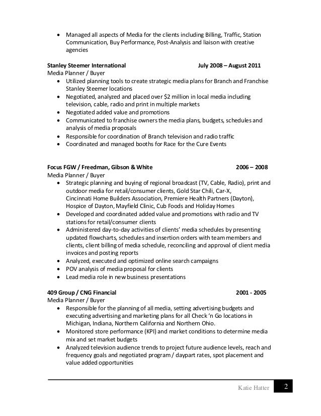 media buyer resume samples