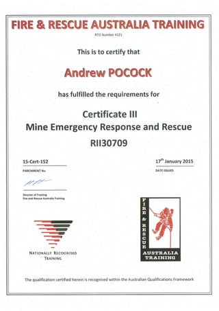 Cert 3 Mines Rescue - Andrew Pocock