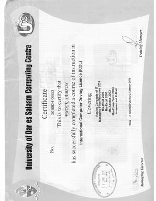 IT ICDL certificate