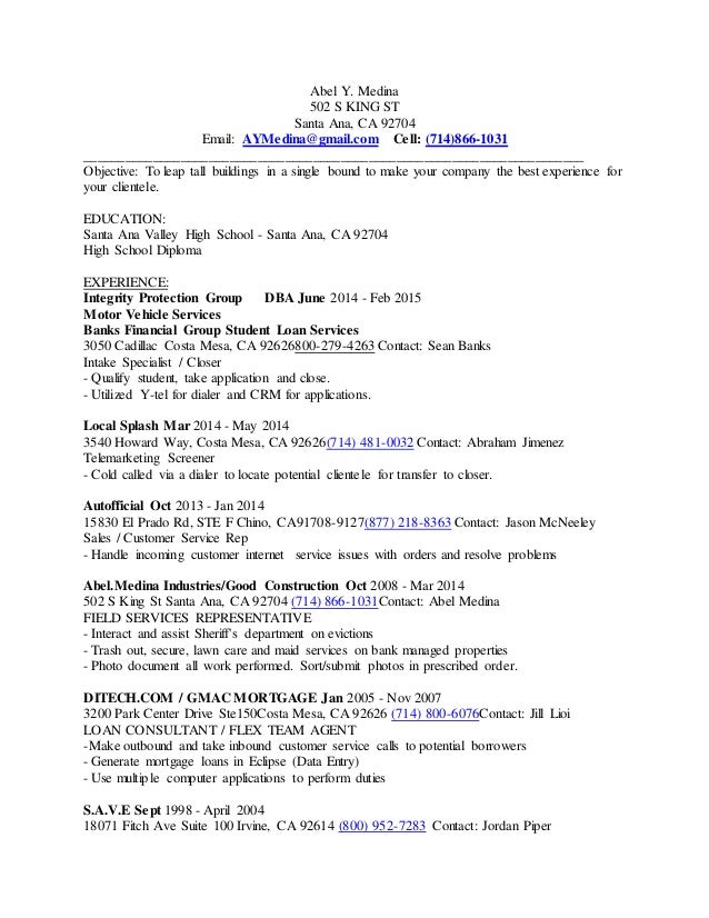 inbound customer service resume