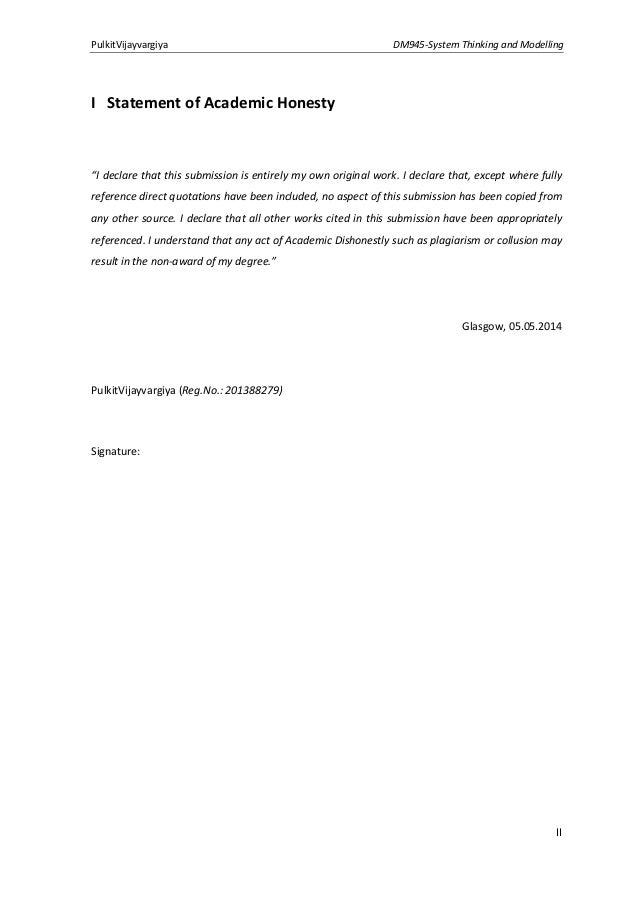 Academic honesty statement example