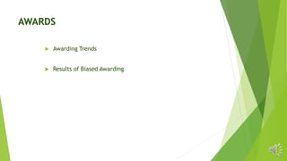AWARDS
 Awarding Trends
 Results of Biased Awarding
 