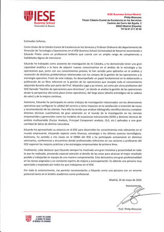 Carta de recomendación Philip Moscoso IESE