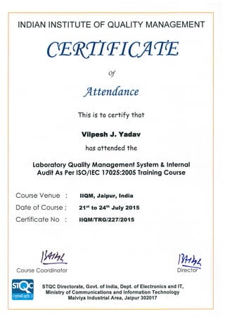 NABL Training Certificate-Jaipur