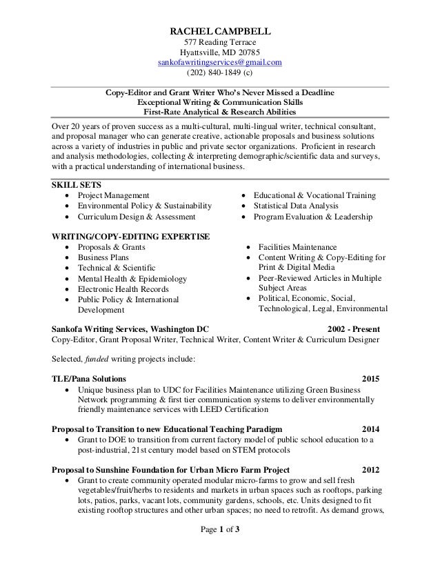 rachel campbell resume newest version grant writing resumes