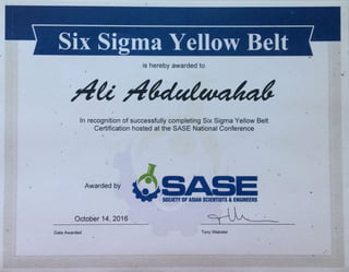 Six Sigma Yellow Belt 