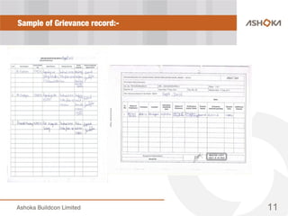 Sample of Grievance record:-
11
 