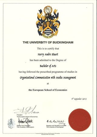 Harry Stuart diploma