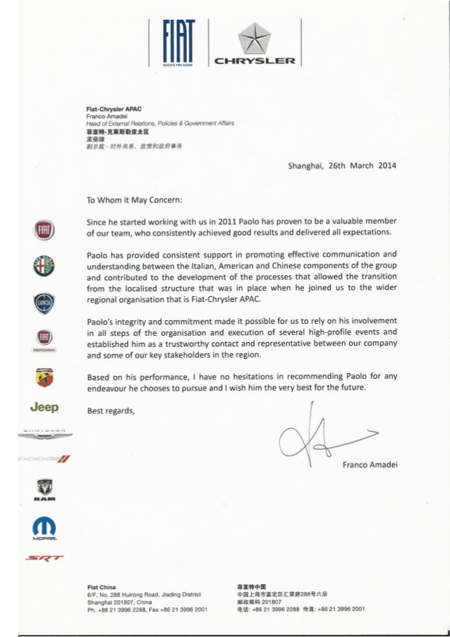 Reference Letter FCA