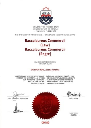 Bcom Law Certificate