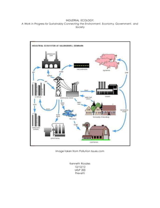 INDUSTRIAL ECOLOGY:
A Work in Progress for Sustainably Connecting the Environment, Economy, Government, and
Society
Image taken from Pollution Issues.com
Kenneth Rosales
12/12/12
UrbP 200
Prevetti
 