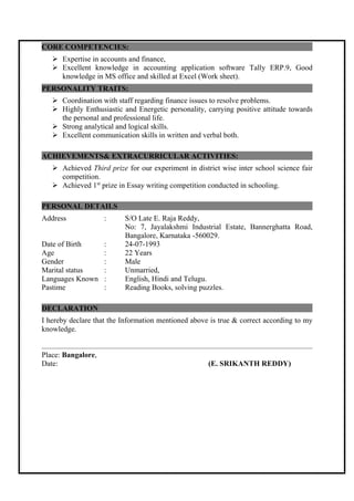 Final Resume of srikanth | PDF