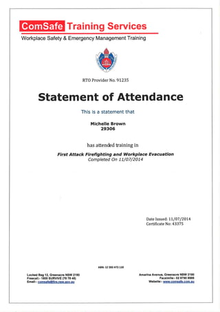 ComSafe Statement of Attendance