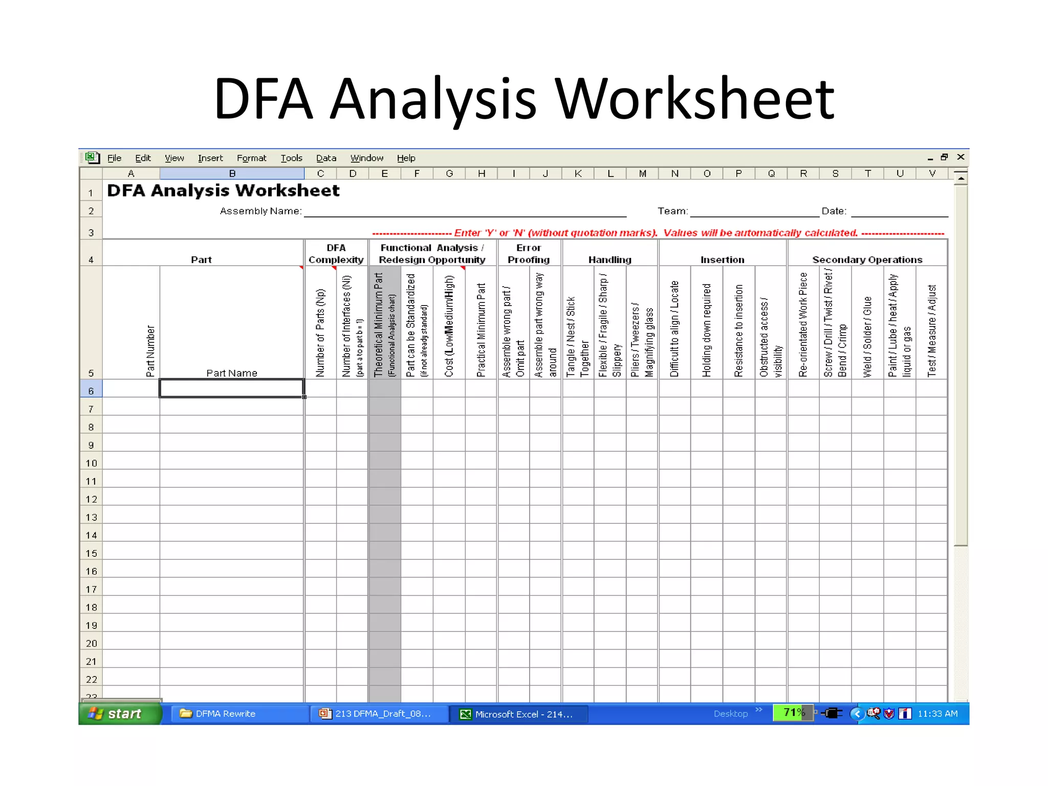 DFA Analysis Worksheet
 