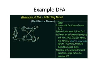 Step-by-Step Guide to Minimizing DFA Using Table Filling Method | PPTX