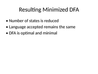 Step-by-Step Guide to Minimizing DFA Using Table Filling Method | PPTX