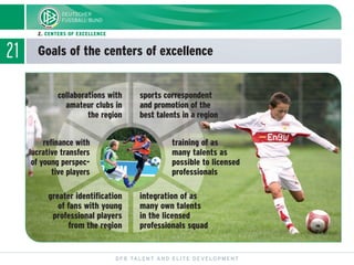 21
DFB TALENT AND ELITE DEVELOPMENT
2. CENTERS OF EXCELLENCE
Goals of the centers of excellence
sports correspondent
and p...