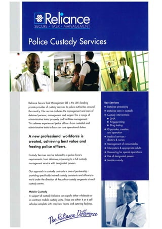 Reliance Custody Services leaflet