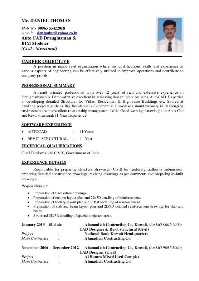 fine civil autocad draftsman cv elaboration resume ideas