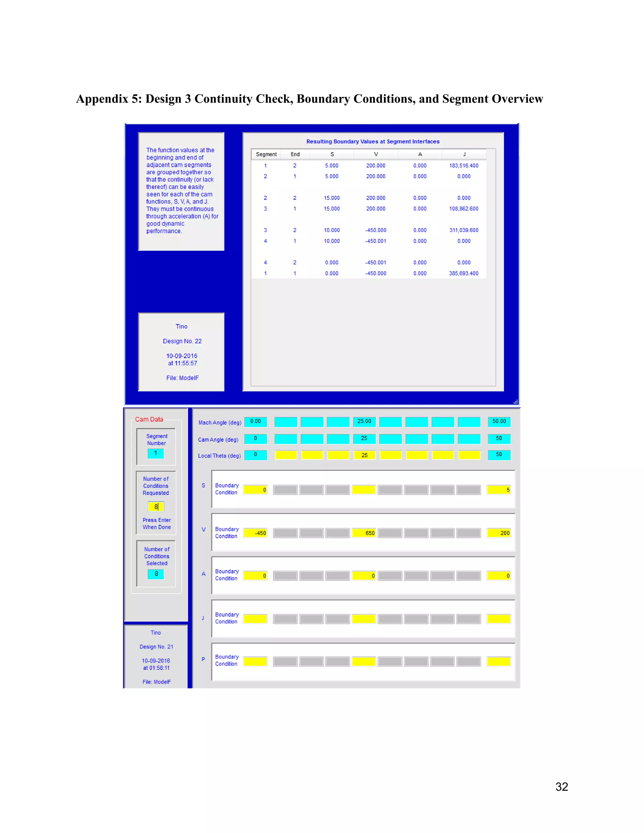 32
Appendix 5: Design 3 Continuity Check, Boundary Conditions, and Segment Overview
 