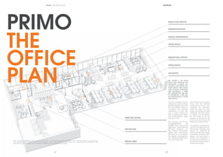 || 54
THE
OFFICE
PLAN
EXECUTIVE OFFICE
ADMINISTRATION
MARKETING OFFICE
SINGLE WORKSPACE
OPEN SPACE
OPEN SPACE
ACOUSTIC
BREAK AREA
RECEPTION
MEETING ROOM
PRIMO
PRIMO | THE OFFICE PLAN
Primo interpretato da PROGETTO CMR: pianiﬁcazione layout ufﬁci / Primo has been interpreted by PROGETTO CMR – Architects: planning of the ofﬁce layout /
Primo interpretiert durch PROGETTO CMR - Planung des Buero - layout / Interpretation de la gamme Primo par le cabinet d’Architecture PROGETTO CMR:
planiﬁcation du layout des bureaux / Primo interpretado por PROGETTO CMR: planiﬁcación layout oﬁcinas.
|| 54
Gli armadi e gli arredi
Primo sono elementi mul-
tifunzionali concepiti per
arredare i più diversi am-
bienti ufﬁcio: dalle posta-
zioni di lavoro individuali,
agli openspace, a ufﬁci
più compatti ﬁno agli ufﬁ-
ci manageriali e alle aree
di comunicazione. E molto
altro ancora.
The Primo cabinets and fur-
nishings are multi-functional
elements designed to furnish
the most diverse ofﬁce en-
vironments: from individual
workstations, to open spa-
ces, to more compact of-
ﬁces to management ofﬁces
and communication areas.
And much more.
Die Schränke und Einrich-
tungsgegenstände der
Baureihe Primo sind für die
Gestaltung verschiedenster
Büroarten konzipiert: von
den einzelnen Büroarbeits-
plätzen über Open-Space-
Büros bis hin zu kompakte-
ren Räumen, Managerbüros
und Besprechungszimmern.
Und noch vieles mehr.
Les armoires et les meubles
Primo sont des éléments
multifonctions conçus pour
aménager les environne-
ments de travail les plus
variés. Des postes de travail
individuels, aux open space,
en passant par les bureaux
les plus petits et par les
bureaux de direction et les
zones de communication. Et
beaucoup d’autres encore.
Los armarios y las decoracio-
nes Primo son elementos mul-
tifuncionales pensados para
decorar los ambientes de
oﬁcina más diferentes: desde
los puestos de trabajo indivi-
duales, a los open space, a
oﬁcinas más compactas, a
las oﬁcinas de directivos y a
las áreas de comunicación. Y
muchas más todavía.
 