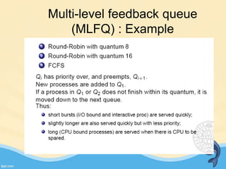 Multi-level feedback queue
(MLFQ) : Example
 