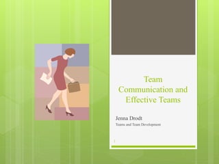 Team
Communication and
Effective Teams
Jenna Drodt
Teams and Team Development
1
 