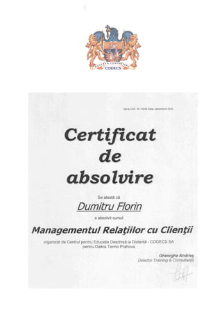 Graduation Certificate 'Customer Relationship Management'