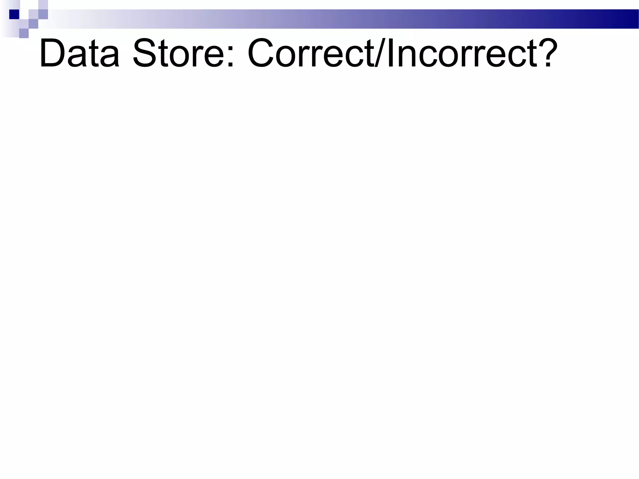 Data Store: Correct/Incorrect?
 