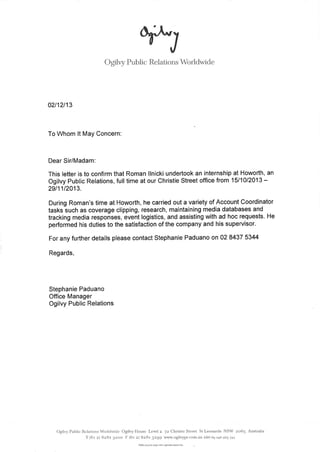 Howorth Comm. reference letter