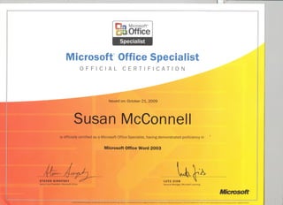 MOS Certificate for Word
