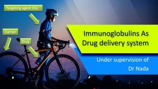 Immunoglobulins As
Drug delivery system
Under supervision of
Dr Nada
Drug
Carrier
Targeting agent (IG)
 