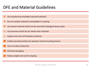 Design for Environment/Sustainability - Lecture 1 | PDF