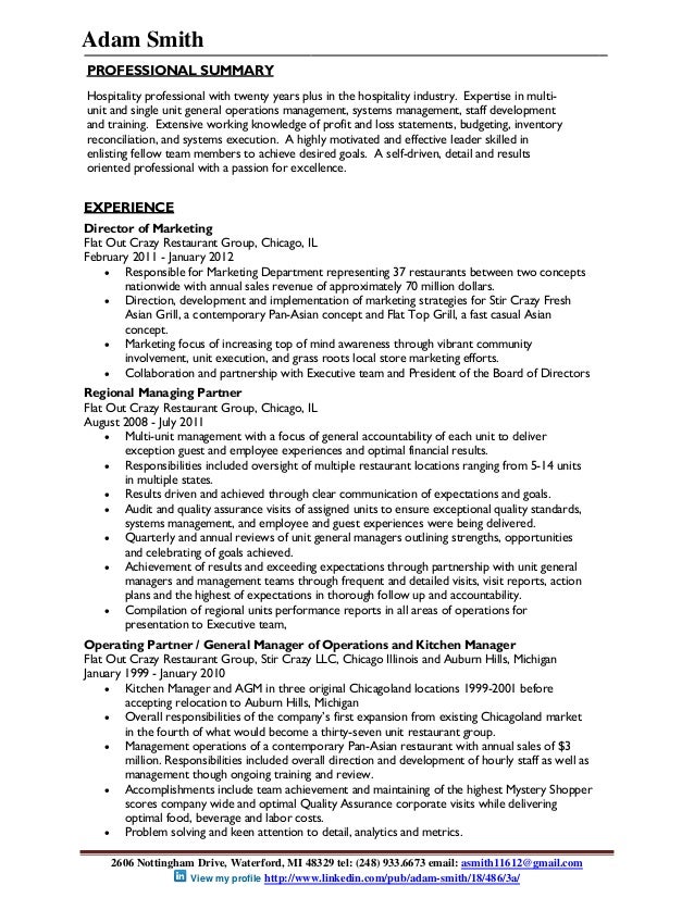 Adam Smith Resume