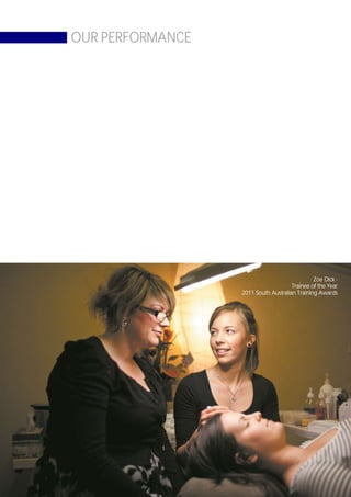OUR PERFORMANCE




                                               Zoe Dick -
                                      Trainee of the Year
                  2011 South Australian Training Awards




                                            Page 81
 