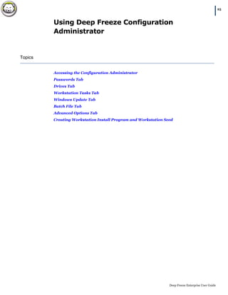 Faronics Deep Freeze Enterprise User Guide | PDF