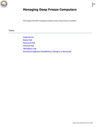 Faronics Deep Freeze Enterprise User Guide | PDF