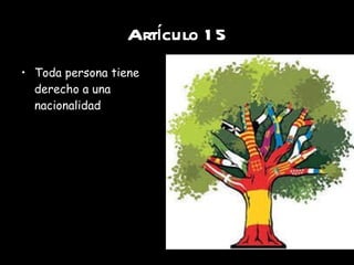 Artículo 15 Toda persona tiene derecho a una nacionalidad 
