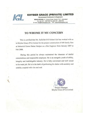 Experience Certificate KGL