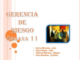 • Horna Miranda , Julio
• Pizan Reyes , Kitti .
• Villareal Maurtua , Miguel.
• Vilca Bautista , Cynthia.
 