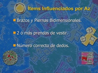 Ítems Influenciados por Az Brazos y Piernas Bidimensionales. 2 ó más prendas de vestir. Número correcto de dedos. 