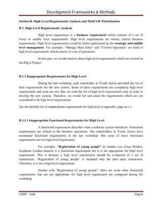 Sample High Level Analysis Development Frameworks and Methods (University of Greenwich BIT ...
