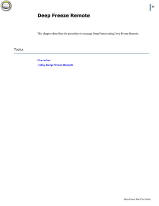 Deep Freeze for Mac User Guide | PDF