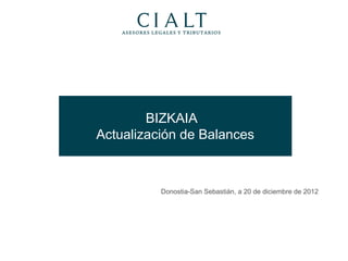 BIZKAIA
Actualización de Balances



          Donostia-San Sebastián, a 20 de diciembre de 2012
 