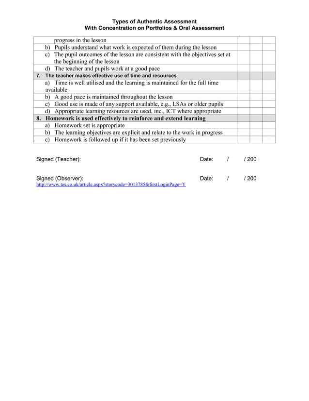 Observation sheet for teachers PDF