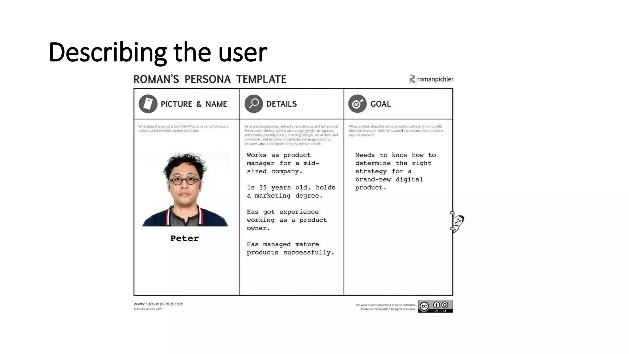 Describing the user
 