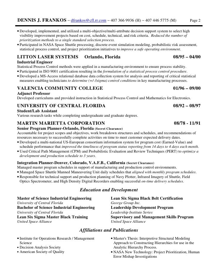 six sigma resumes